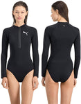 Puma long sleeve black zip up swimsuit